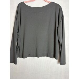 Bryn Walker Womens Small Dark Olive Grey Boxy Boat Neck Top soft elevated basic